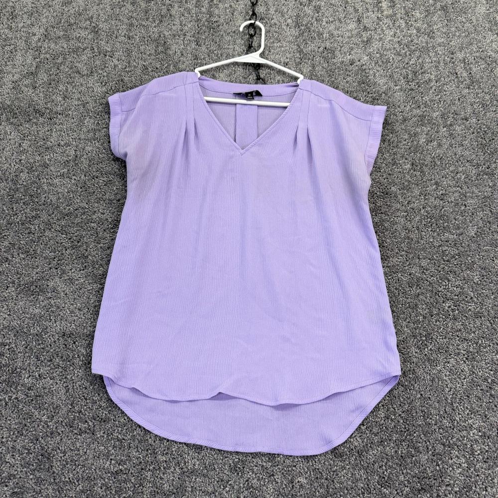 Simply Vera Vera Wang Blouse Womens M Purple V Neck Cap Sleeve Tunic Summer